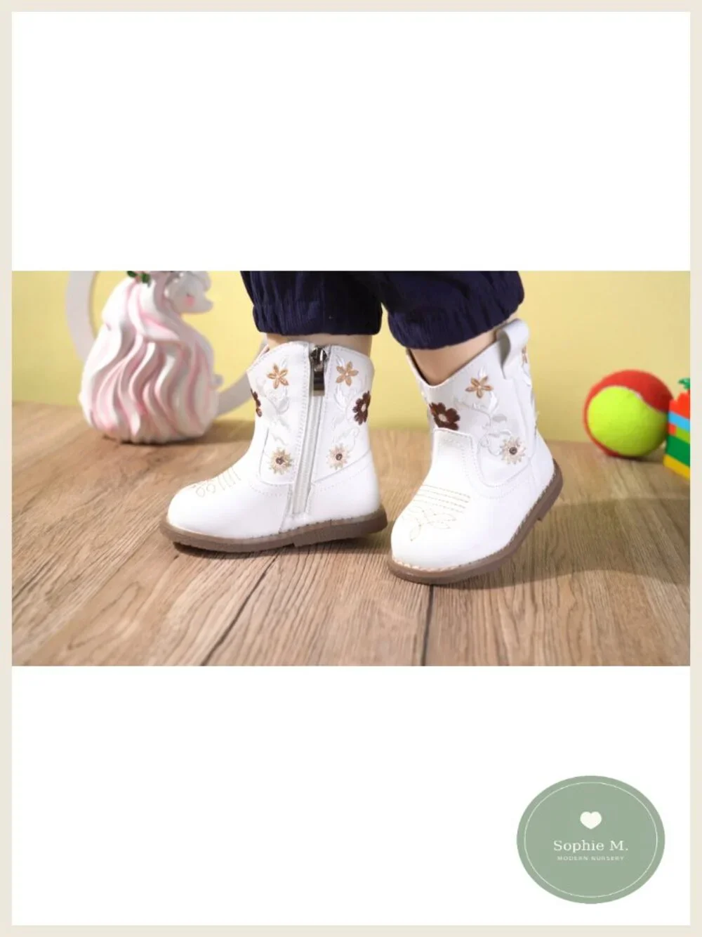 Toddler Western Boots, Round Toe, Non-Slip, Zipper, for 6-24 Months